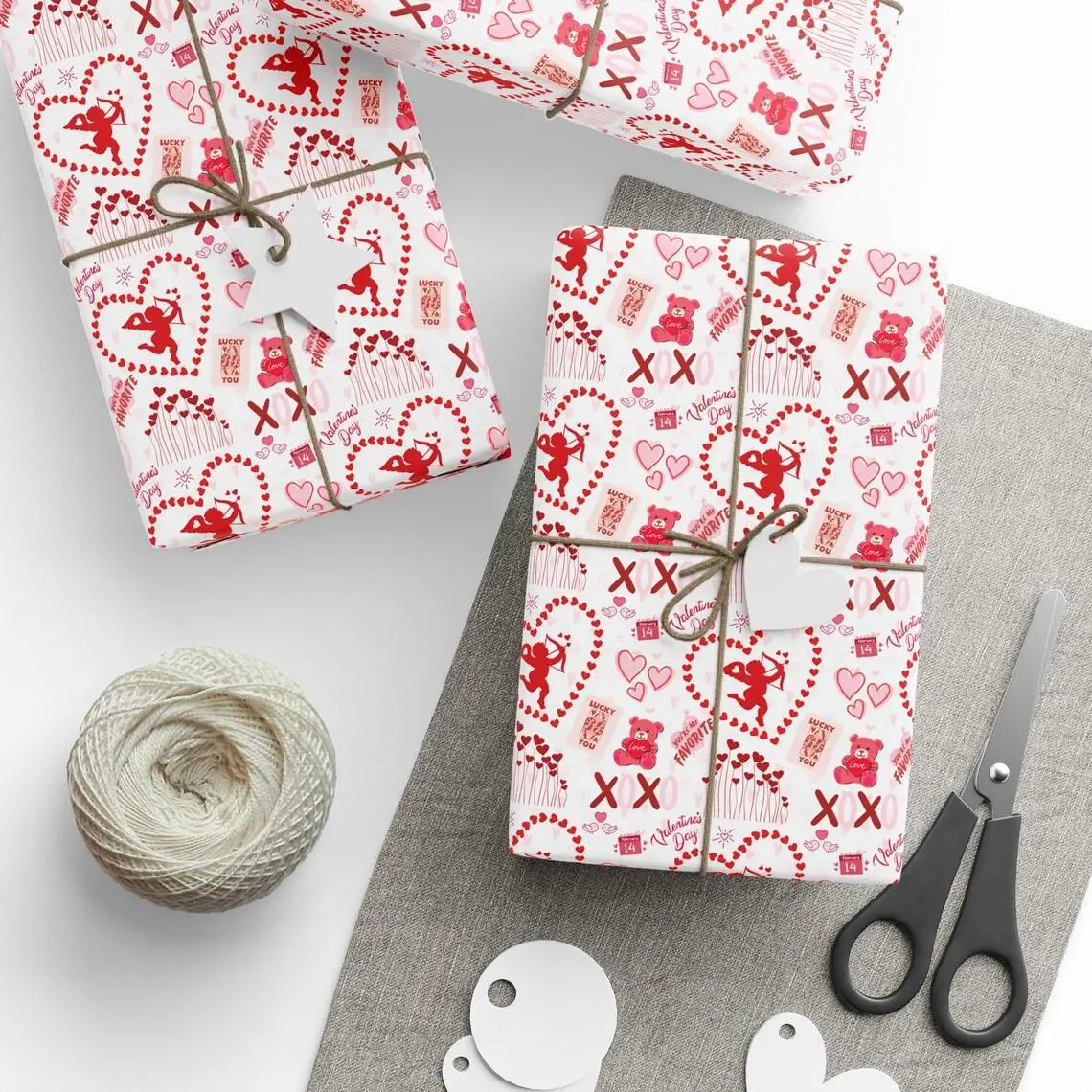 Valentine Hearts Pattern Wrapping Paper | Red Romantic Print