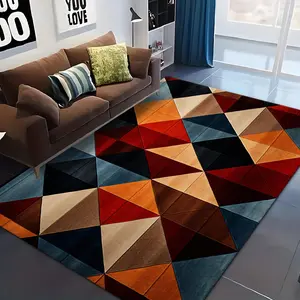Geometric Pattern Floor Mat, Multi-size Rectangle Home Decorative Carpet, Decorative Area Rug, Modern Abstract Rug for Living Room Bedroom Hotel Coffee Shop