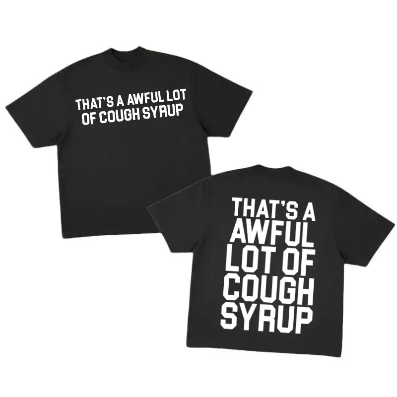 Men's Black A Awful Cough Syrup Graphic Tee Shirt 2-Sided, Fashion