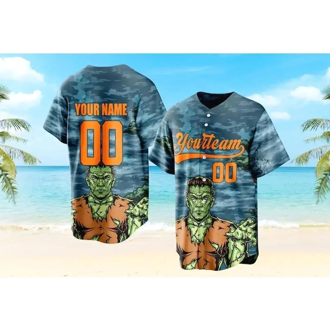 Personalized Zombie Baseball Jersey, Custom Horror Team Shirt, Halloween Jersey, Spooky Shirt
