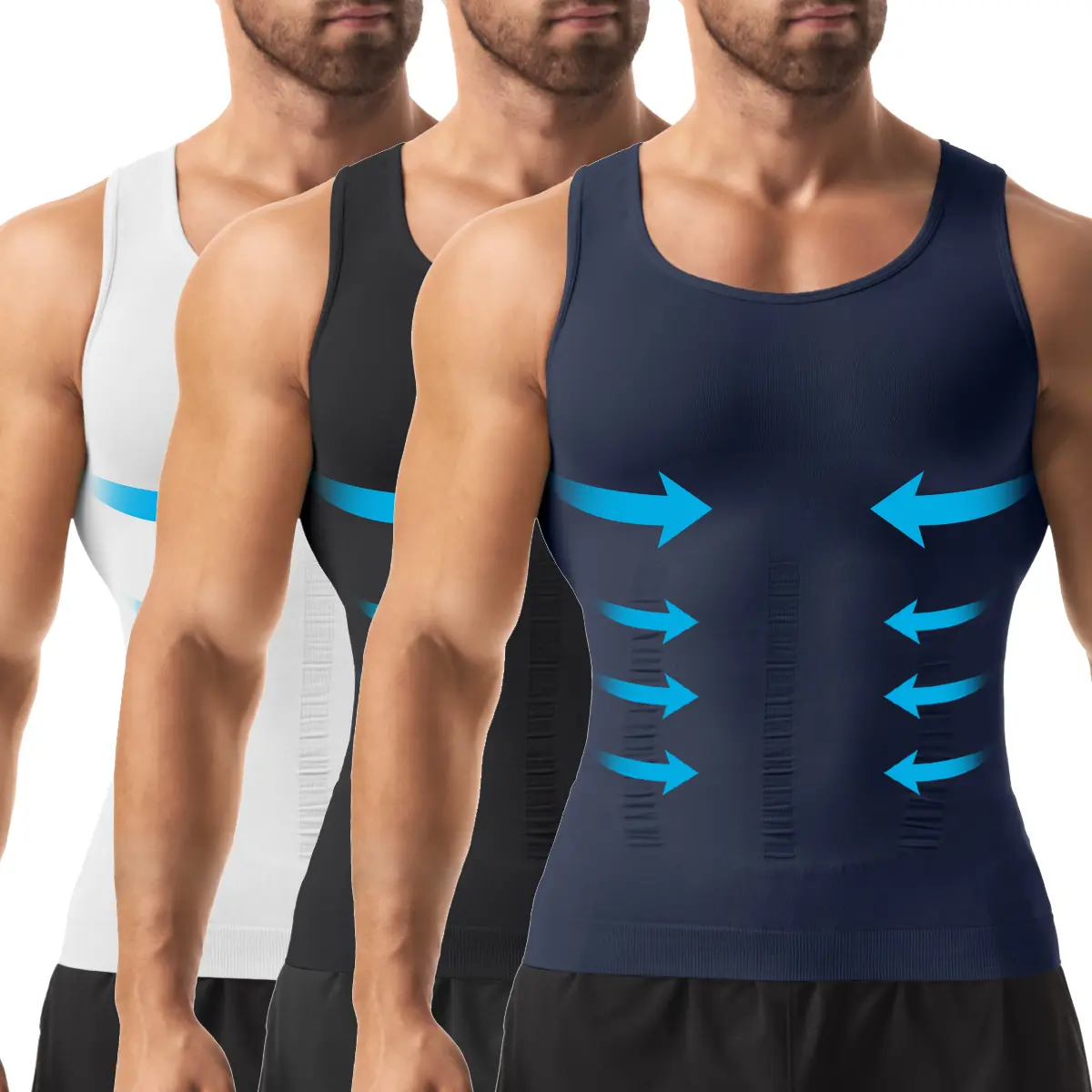 Men's Shapewear Compression Tank Top - 1/2/3/4 Pack Sleeveless Menswear Undershirt, Tummy Control, Breathable Elastic Soft Stretchy Fabric, Elasticity Men's Shapewear Tops for Daily Casual & Workout Use Men's Shapewear Compression Tank Top - 1/2/3/4 Pack Sleeveless Menswear Undershirt, Tummy Control, Breathable Elastic Soft Stretchy Fabric, Elasticity Men's Shapewear Tops for Daily Casual & Workout Use