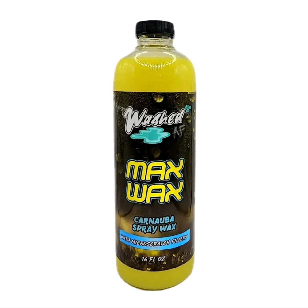 WashedAF Max Wax - Carnuba Spray Wax, 16 FL OZ, Wax Infused Detailer for Polymers & Fillers, Includes Spray Nozzle, UV Blockers