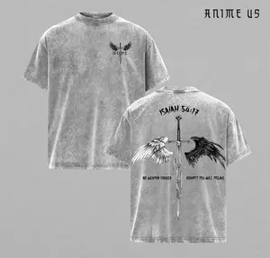 Isaiah 54:17 Bible Verse T-Shirt Washed , No Weapon Formed Christian Shirt, Sword and Angel Wings Faith Streetwear Graphic Tee, HOPE Jesus Apparel Church Outfit Gym Pump Cover