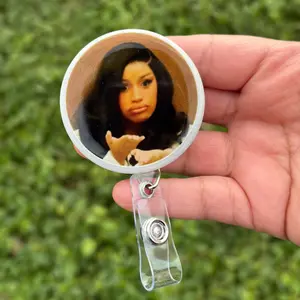 Funny Meme Sparkly Retractable Badge Reel Cute Acrylic ID Holder For Nurses Teachers Office Staff Sarcastic Work Accessory Reels & Charms Co