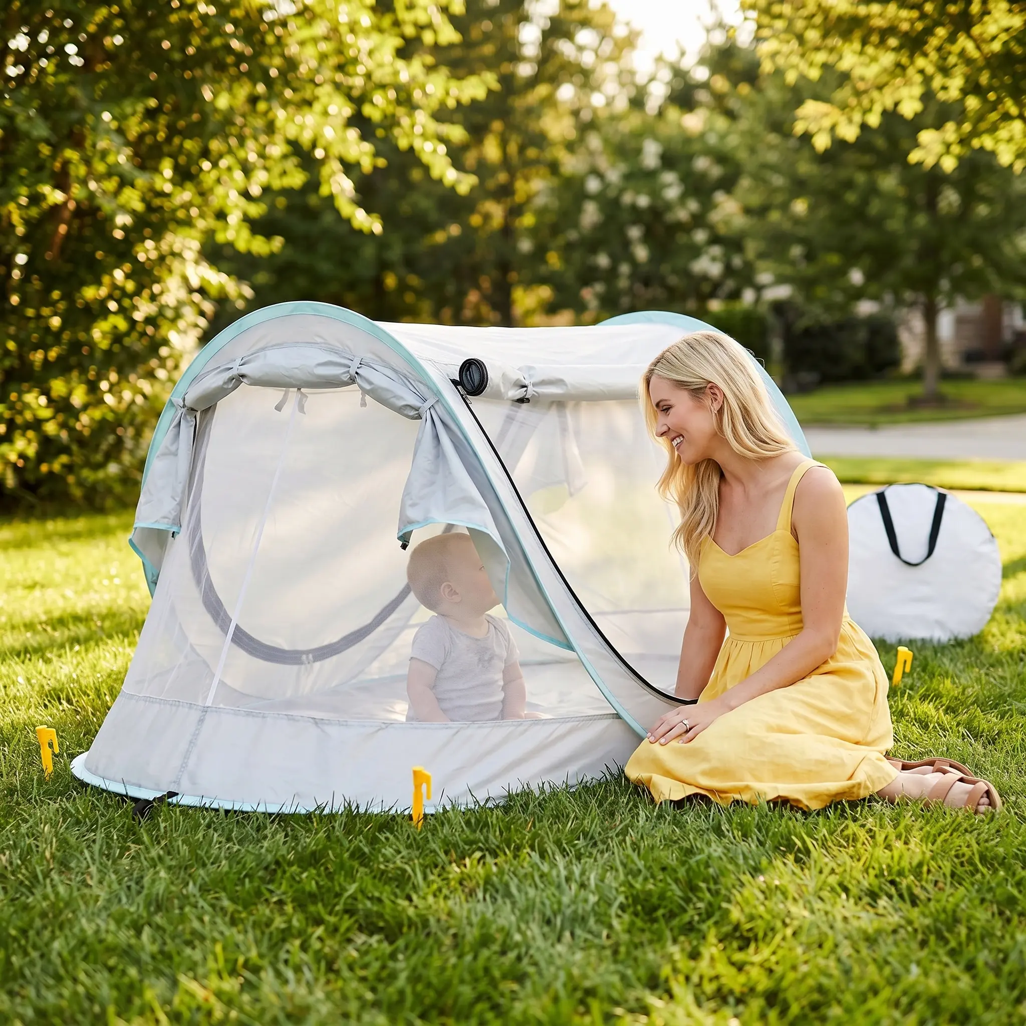 Apojungle 360° Breathable Kids Outdoor Play Tent - Lightweight Pop-Up Sports Playpen with UV Protection, Compact Carry Bag for Beach, Travel - Ideal for Infants, Toddlers