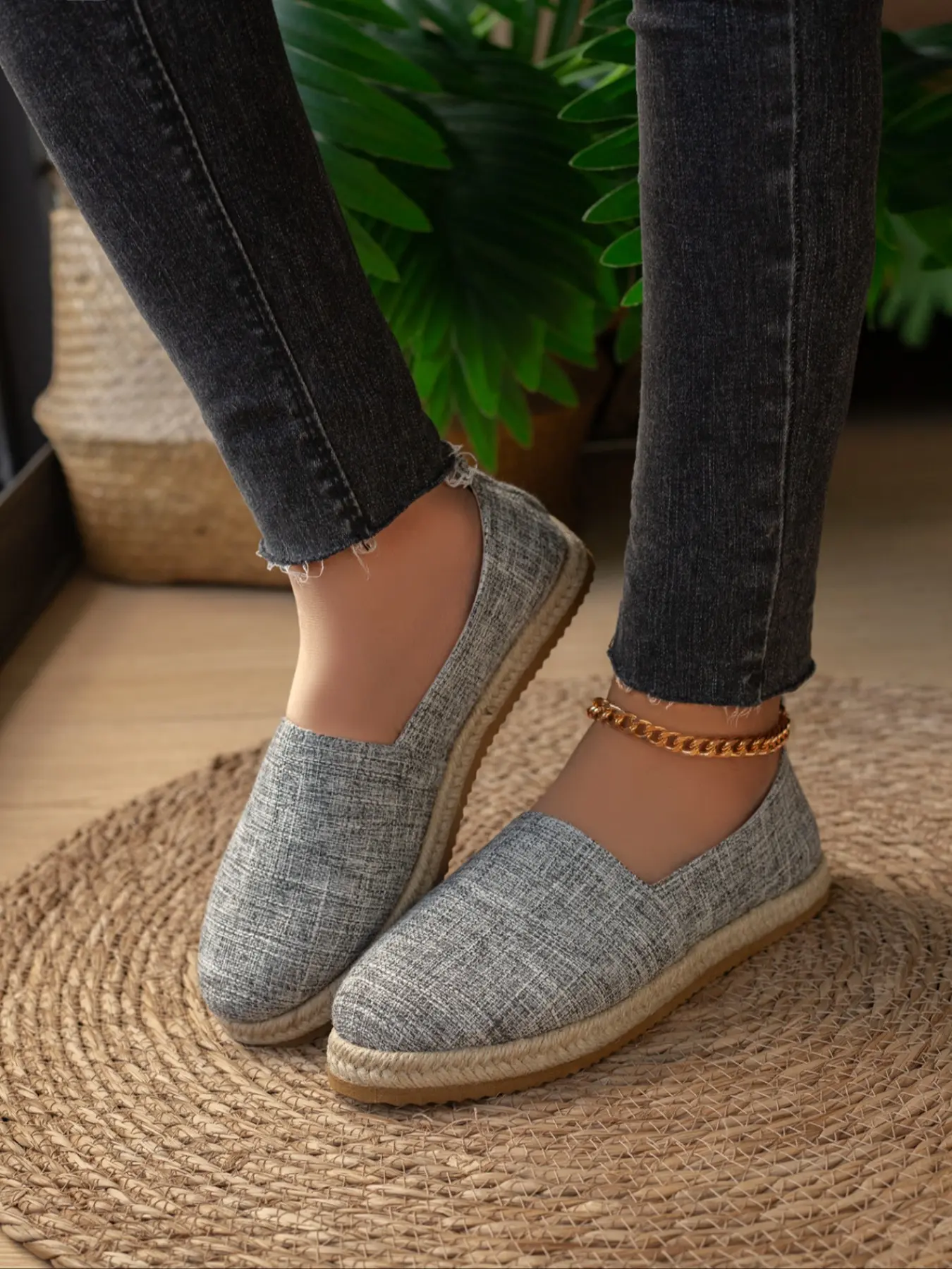 Casual Vacation Style Straw Wedge Heel Roman Sandals, Geometric Pattern Plain Fisherman Shoes, Comfortable Soft Women's Shoes for Spring Summer, Casual Wear Shoes