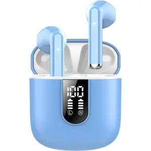 Wireless Earbuds, Bluetooth 5.4 Headphones HiFi Stereo, Bluetooth Earbuds with ENC Noise Cancelling Mic, 36H LED Display Ear Buds, IPX7 in Ear Earphones for Phone Tablet Laptop Sports, Hellblau