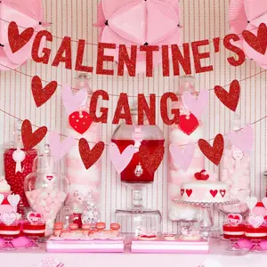 Valentine's Day Galentine's Party Decoration Banner, Flashy Letter Pull Sign, Wishing Banner, Friends Festival Party Decor, 1pc Valentine's Day Party Decorations Banner, Party Decoration Supplies