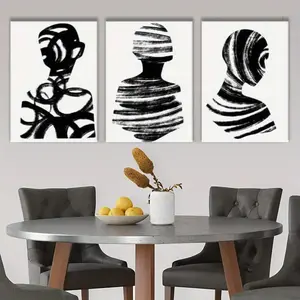 Abstract Figure Pattern Unframed Painting, 3 Counts/set Canvas Wall Art, Wall Decor for Home Living Room Bedroom Study Room