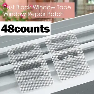 48 Counts Window Weep Hole Screen Patch, Self Adhesive Waterproof Weep Hole Covers, Sticky Fiberglass Window Screen Repair Patch in Grey