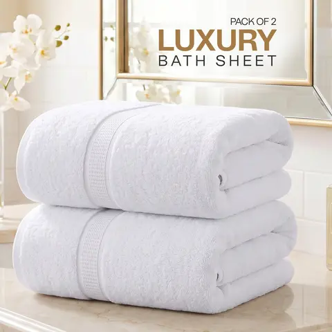 Utopia Towels 2-Piece Modern Deluxe XL Bath Sheet Set - Soft, Durable Hotel-Quality Personal Body Towels, Quick-Drying Bathroom Accessory (35x70in)