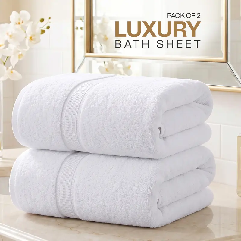 Utopia Towels 2-Piece Modern Deluxe XL Bath Sheet Set - Soft, Durable Hotel-Quality Personal Body Towels, Quick-Drying Bathroom Accessory (35x70in)