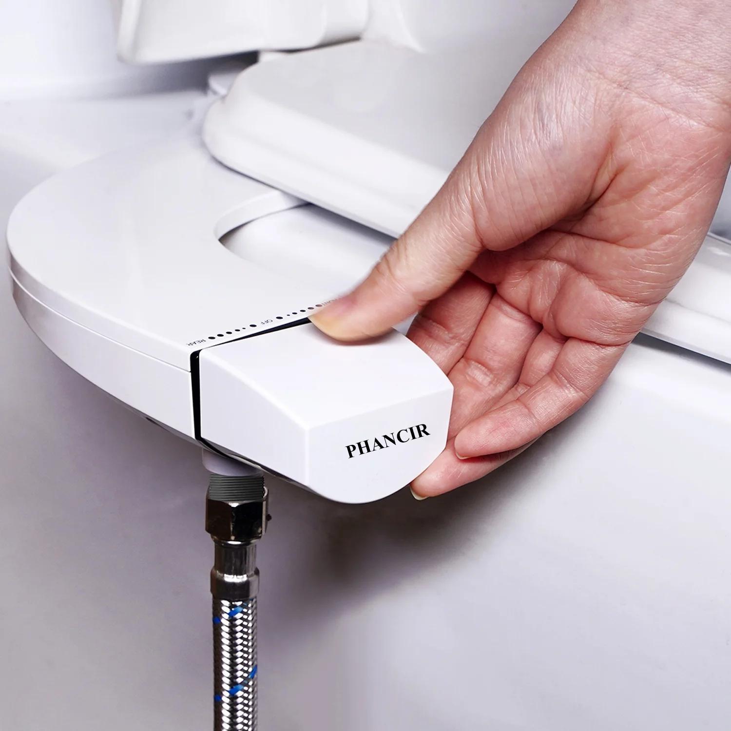PHANCIR Ultra-Slim Bidet Toilet Attachment with Dual Nozzles, Self-Cleaning Function, Adjustable Water Pressure for Bathroom Use
