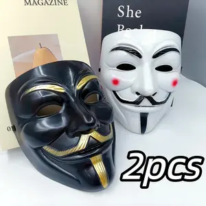 Adult V for Vendetta Mask Set (2pcs) - Classic Anonymous Adult Cosplay Mask for Halloween, Costume Events