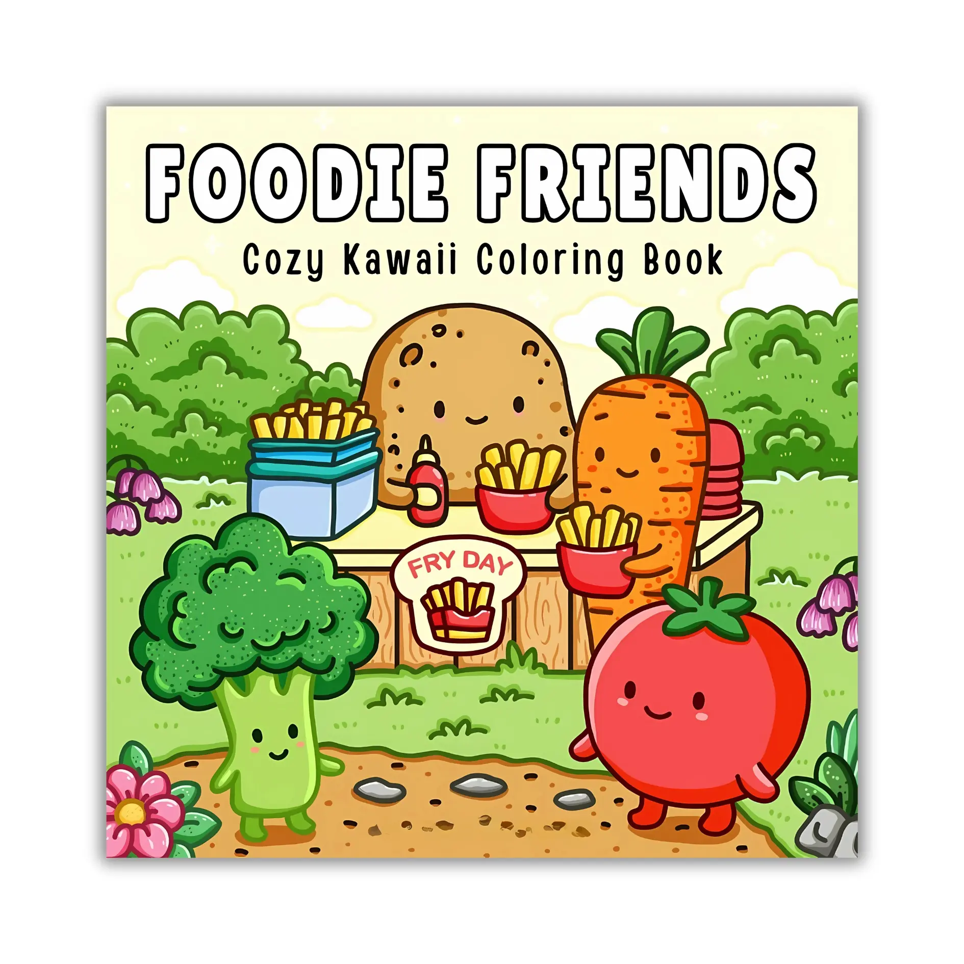 Foodie Friends: Cozy Kawaii Coloring Book for Adults and Teens, Featuring Cute Veggies, Fruits, and Sweet Food-Themed Pages for Relaxation and Fun