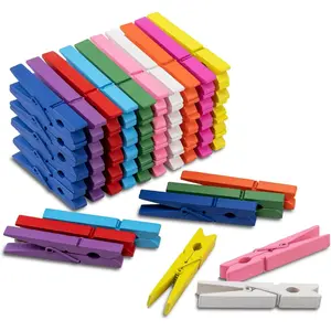 100 count Colored Clothespins Wooden 2.9 Inch Rainbow Color Crafts Decorative Clips for Scrapbooking, Photographs and Hanging Outdoor Clothes, 10 Each of 10 Colors