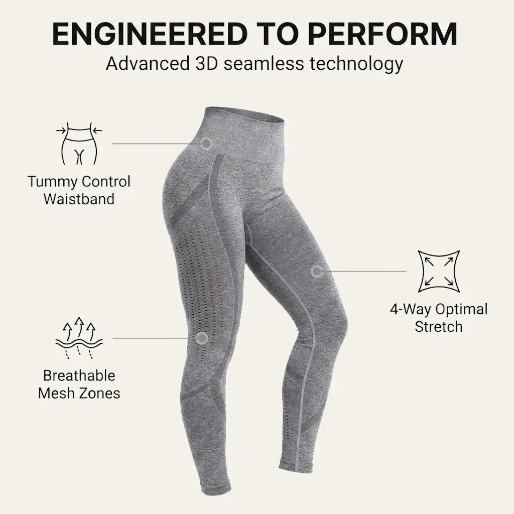 Yogazen Women's High-Waist Seamless Leggings – Light Gray