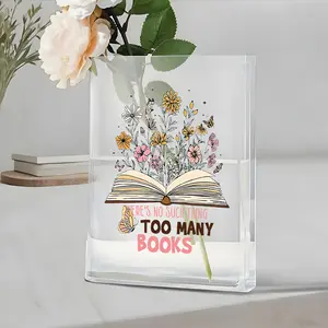 1pc Acrylic Book Vase Modern Style Vase - Bookshelf Bedroom or Office Decoration Too Many Books - Perfect Gift for Book Lovers and Flower Arrangement Enthusiasts Home Aesthetics Birthday Gifts Holiday Gifts for Family Friends Teachers