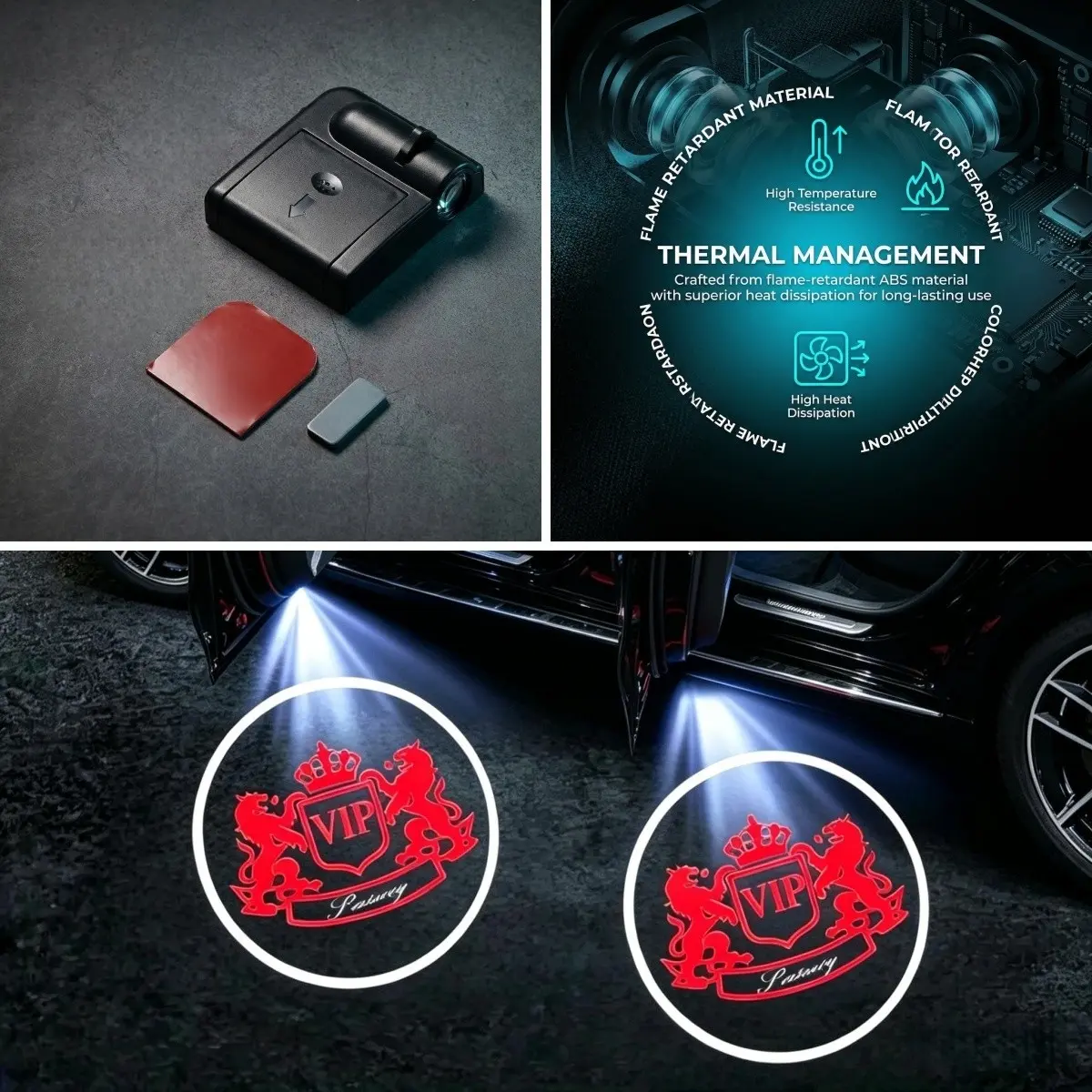 2pcs/4pcs VIP Lion Car Door Courtesy Lights, Wireless Induction LED Projector Lights, Car Decorative Light, Car Door Welcome Step Lights, HD Fade-Resistant Ambient Lighting, Universal Fit for Sedans, SUVs, MPVs, Pickup Trucks and More