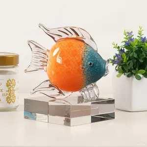 1pc Glass Fish Ornaments, Handmade Blown Statue Ornament, Home Art Decoration, Art Paperweight Collection, Modern Office Luxury Decoration, Sailing, Seaside, Entrance, Gift for Ocean Enthusiasts