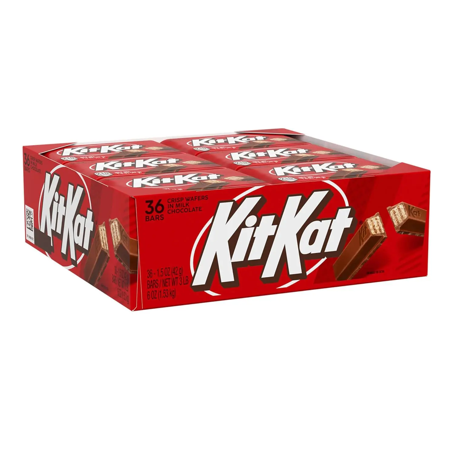 Hershey's KIT KAT Milk Chocolate Wafer Snack Bars - 1.5 oz Individual Packs (36 pcs), Gluten Free, Halal, Low Sodium, Milk-Containing, 3+ Years, Long Lasting, Healthier Choice, Easy Sharing, Cupboard Storage Convenience
