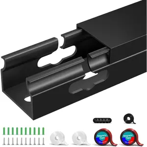 Raceway -   Management Under Desk with Upgraded Aesthetic Large Hole, Cord Organizer Kit for Hiding Computer, Gaming Desk, Network, Power Cord, TV - 4 count 4x15.7in Black