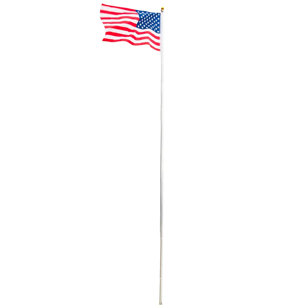 25 Ft/7.5M Durable Rust-Proof Aluminum US National Flagpole Kit, 1mm Sectional Halyard Pole with Adjustable Height, 3 x 5' Compatibility, 6.6lbs Lightweight, Easy to Raise and Lower, Space-Saving for Outdoor Home Improvement & Garden Decor