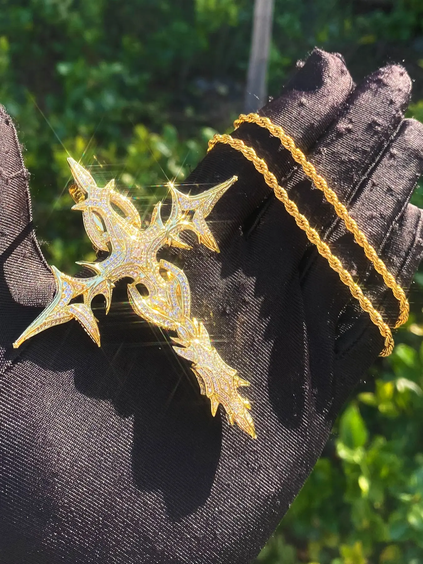 Iced Out Cross Prince of Darkness Destory Lonely Necklace Pendant