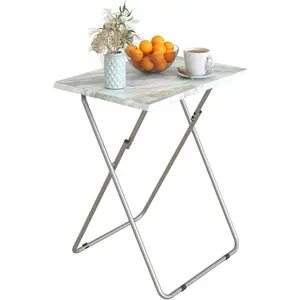 Portable Folding TV Tray Dinner Snack Trays Table Portable Foldable Table Small Sofa Bedside Tables with Light Weight, 15 x 18.9 x 26 in(Smoky Grey,1PC)