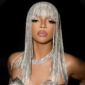 Crystal Edge Hair Chain  Water Diamond Punk Headpiece for Women