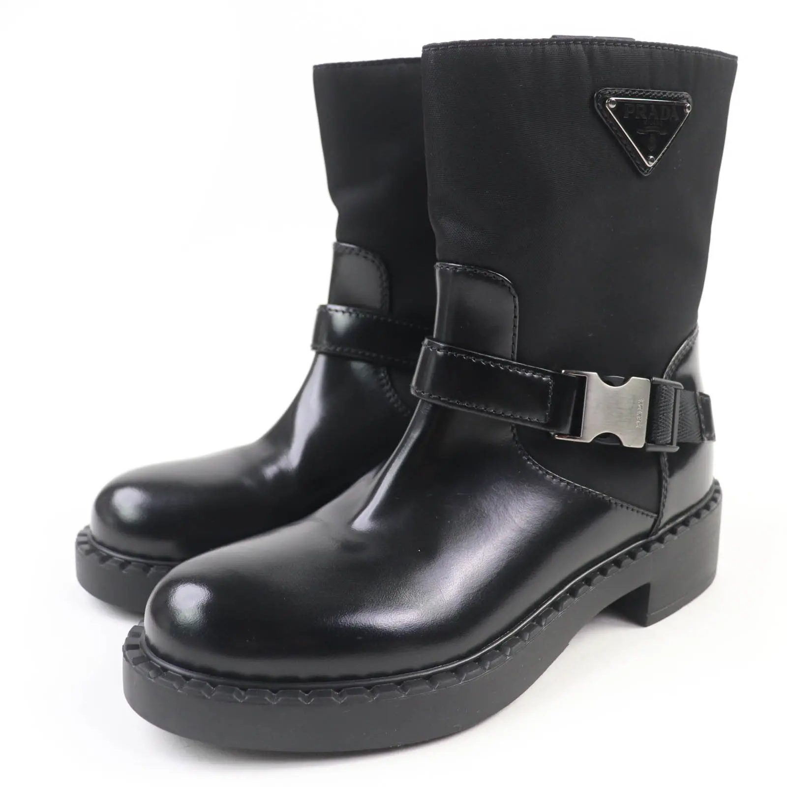 Pre-owned PRADA Others Small Leather Goods Re Nylon Leather Boots