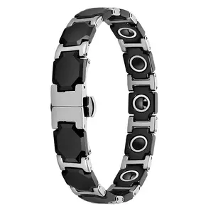 Thirteen Sets Octagonal Black Ceramic Stainless Steel Men Bracelets Magnetic Titanium Steel Jewelry Accessories