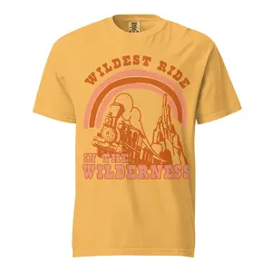 Wildest Ride in the Wilderness Retro Park Tee | Vintage Frontier Thunder Railroad Shirt | Western Disneyana Theme Park Inpsired Attraction  Unisex Graphic T-Shirt | 100% Soft Vintage Washed Cotton Comfort Colors Tee