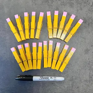 Teacher class pencil name clip kit gift, DIY Marker classroom job chore chart clothes pin set, student team game tag, back to school cute party favor activity