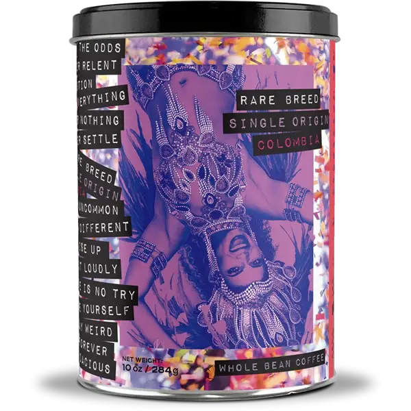 Colombia Medium Roast by Rare Breed Coffee, 10oz Reusable Cans - Smooth & Complex Whole Bean Coffee