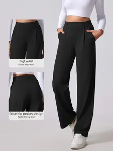 Women's Fall Wide Leg Pants with Pockets, High Waist Comfortable and Versatile, Perfect Loose Fit for Casual and Business Wear, Casual Outdoor Trouser
