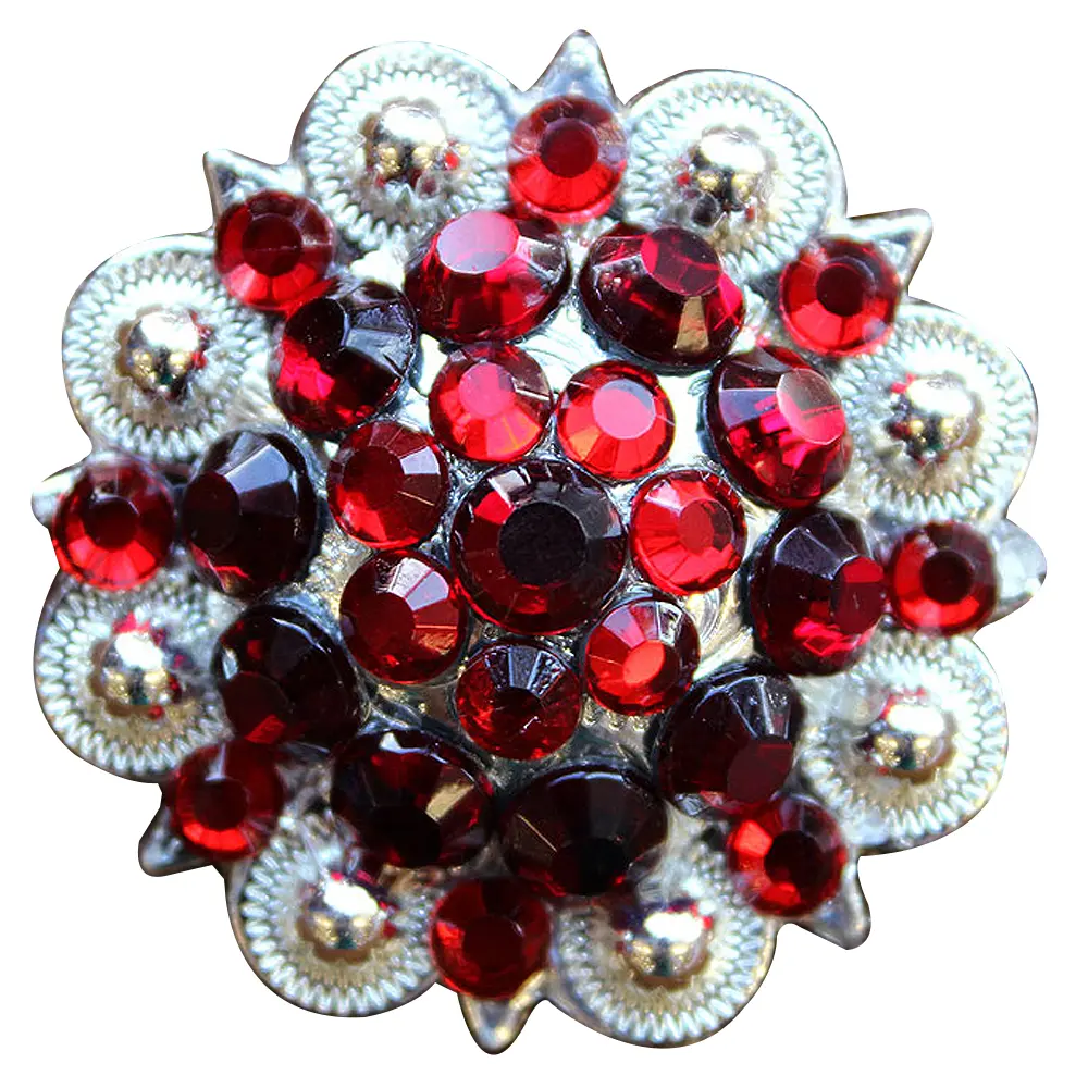 HILASON Pink Red Crystal 1-1/4In. Berry Concho Rhinestone Tack Saddle | Slotted Conchos Leather Screw Back