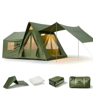 SENLEETO 8-Person Instant Cabin Tent with Double Layer Door & High-Pressure Pump Quick Setup Waterproof Oxford Fabric for Family Camping 4 Seasons