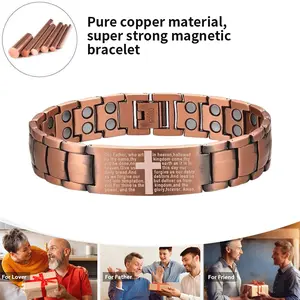 Men's 1-piece copper magnetic bracelet, low allergenic adjustable bracelet, equipped with size tools, super strong red copper magnetic suction, relieves joint pain, and improves energy circulation. Magnetic Bracelet for Family, Friends, Jewelry Gifts