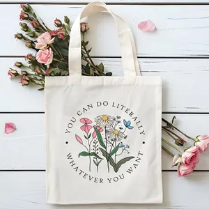 Simple Flower Motivation Cotton Canvas Tote Bag