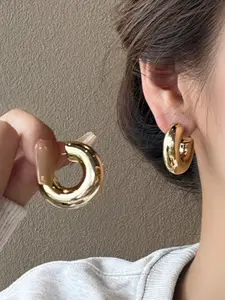 Women's C-Shaped Earrings Minimalist Fashion Circle Hoop Design Daily Wear Jewelry Trendy Accessory for Everyday