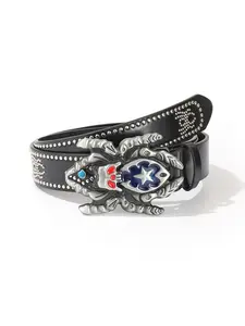 Vintage Rivet Belt with Spider Pattern Y2K Style, High-Quality PU Leather Waistband for Men & Women, Casual Fashion Accessory