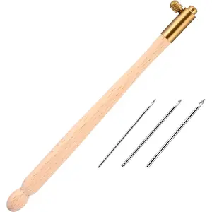 Tambour Hook with 3 Needles 70# 90# 100# Tambour Embroidery Kit Tool Crochet Hook Kit Sequin Beads Needle Set for Embroidery Sewing Crafting Handmade Artwork Making Gifts