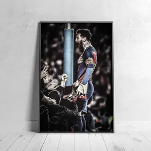 Lionel Messi Barcelona Poster, Football Soccer Canvas Wall Art Print, Soccer GOAT iconic sports poster