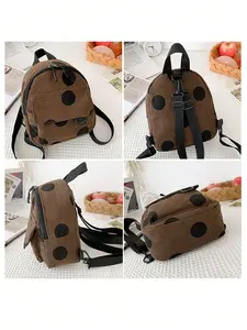 Cute Polka Dot Mini Backpack, Y2K Portable Bag, Velvet Backpack with Adjustable Straps and Zipper, Phone Wallet, Key Holder, Lightweight Casual Bag