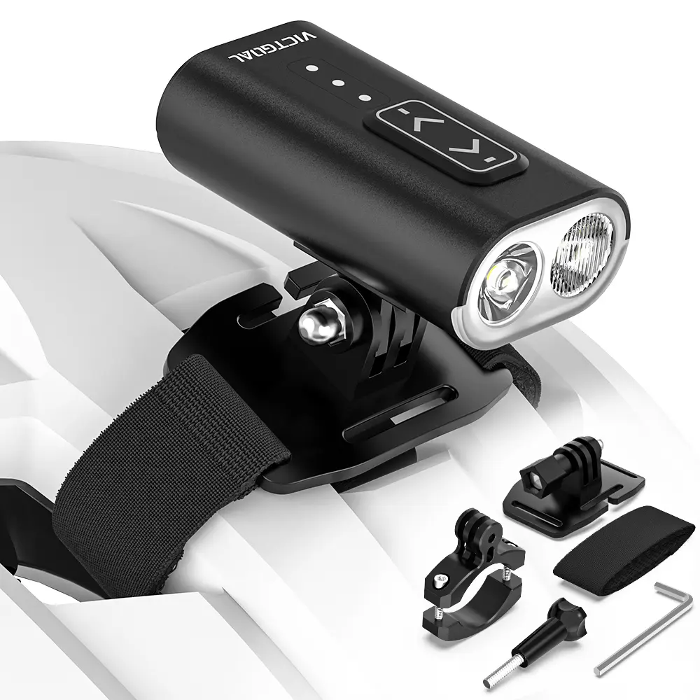 VICTGOAL Bike Helmet Light 800 Lumens Front Light with Dual Mounts for Helmet & Handlebar