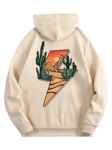 Men's Casual Long Sleeve Hooded Sweatshirt, Loose Fit Geometric Print, Spring & Fall Fashion, Comfortable Daily Wear