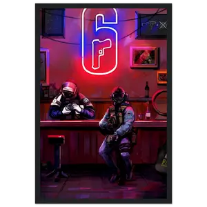 Rainbow 6 Siege Neon - Shatterproof Plexiglass Wooden Framed Poster