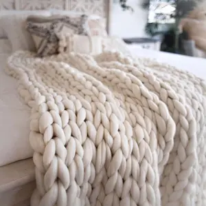 The Sandy Haven Handmade Modern Farmhouse Knitted Throw Blanket