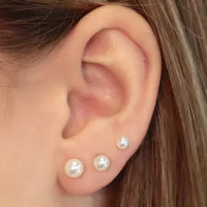 EVRY JEWELS Gold or Silver Plated Women's Hypoallergenic Pearl Crush Flat Back Earring 3 Piece Set